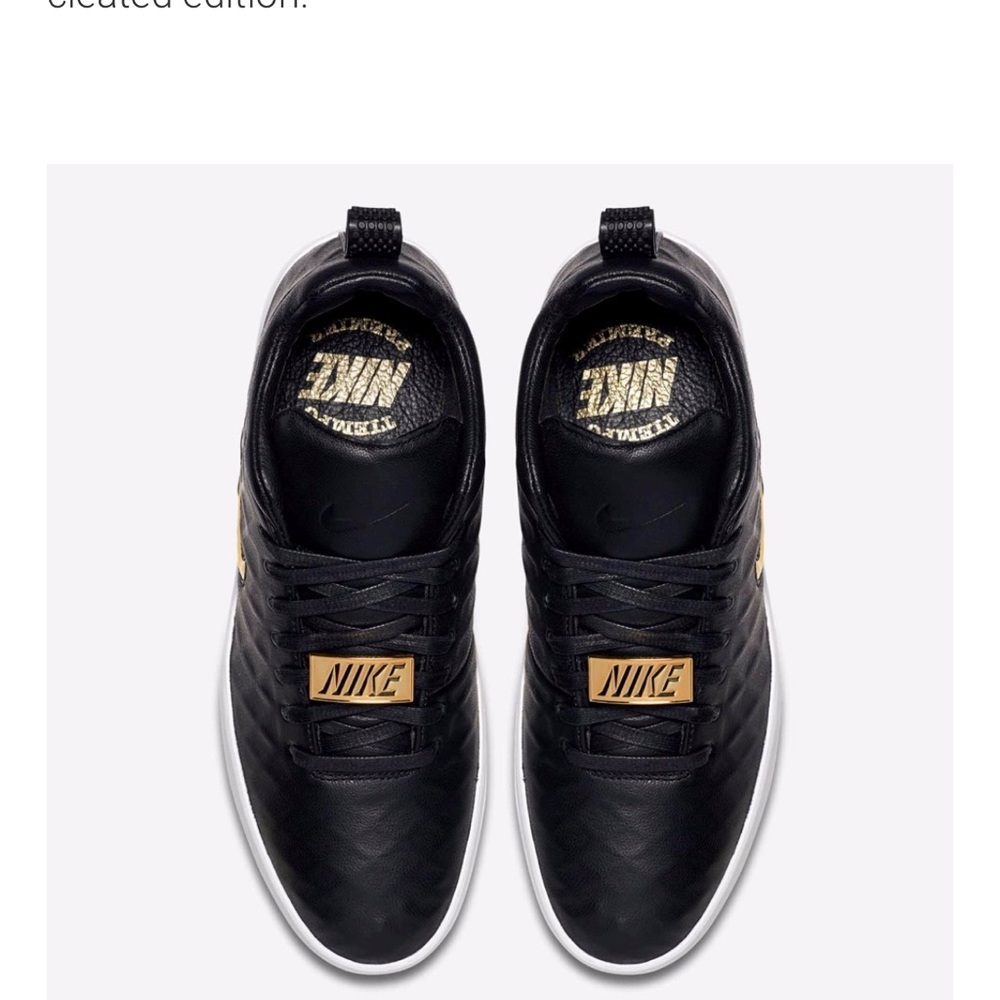 NIKE TIEMPO PREMIER 17 Black White Gold SWOOSH & EMBLEM Sneakers Men’s Size 9.5 - Picture 8 of 12